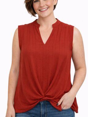 XS orange top. V-neck sleeveless shirt w/ high low hem tank.  Casual Summer top.